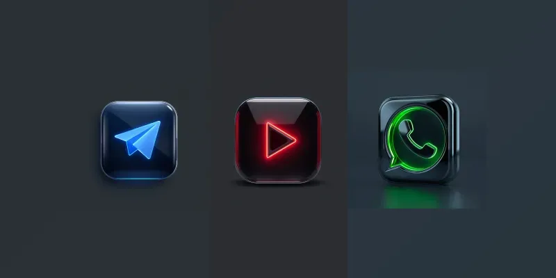 3D Cyberpunk Social Media Icons generated by undefined