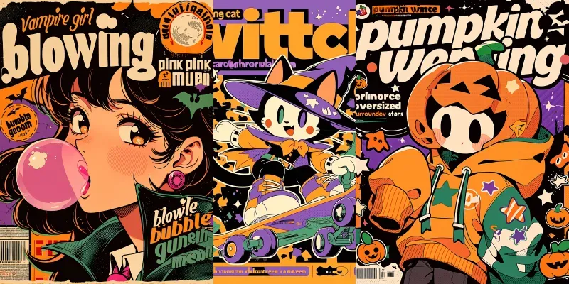 Retro Halloween Character Posters generated by undefined