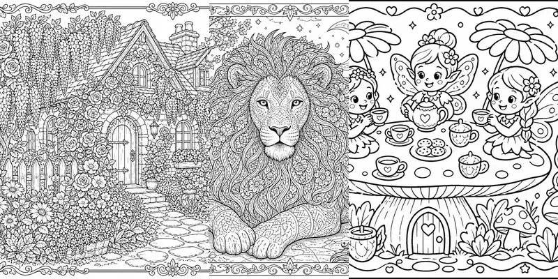 Cozy Coloring Book Page Generator generated by undefined