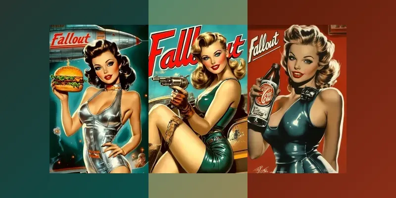 Fallout Retro Futurism Poster Pin Ups generated by undefined