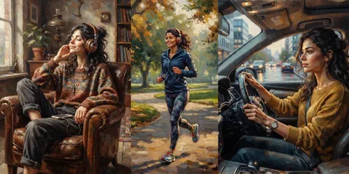 Young Woman Lifestyle Oil Paintings generated by gemini-image