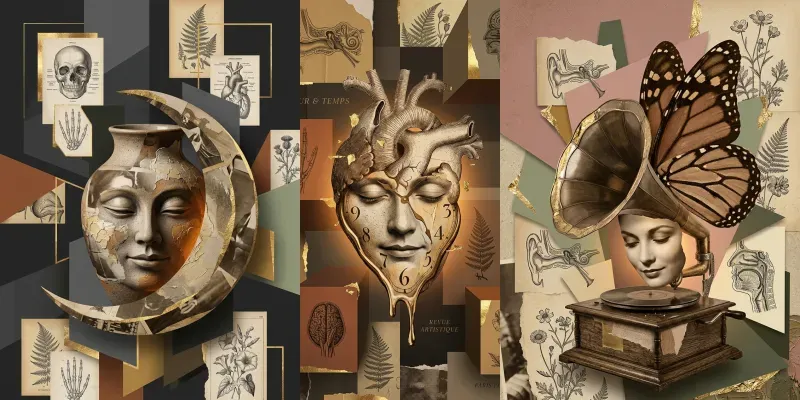Surreal Junk Journal Collage Assets generated by undefined
