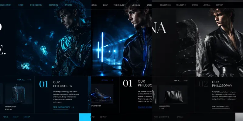 Luxury Brutalist Fashion Landing Page UIs generated by undefined