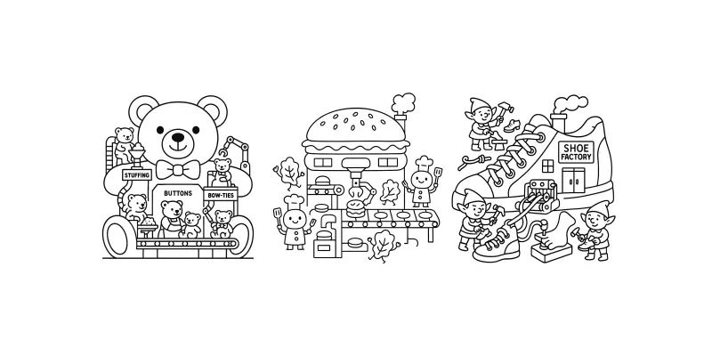 Cute Factory Coloring Books generated by undefined