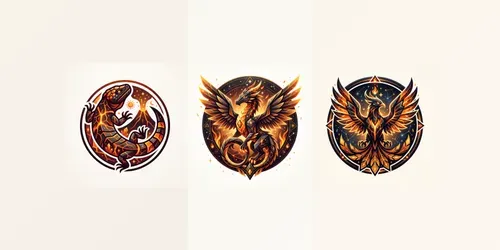 Modern Fireland Cosmic Creature Emblems generated by gemini-image