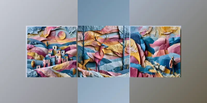 Layered Paper Collage Scenes generated by undefined