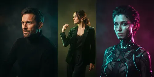 Cinematic Dualcolor Studio Portraits generated by gemini-image