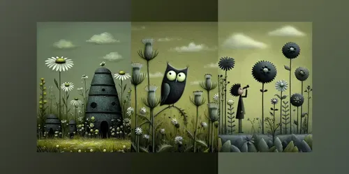 Whimsical Golden Meadow Folk Creatures generated by midjourney