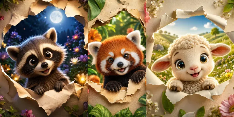 Cute 3D Animal Peekaboos generated by undefined