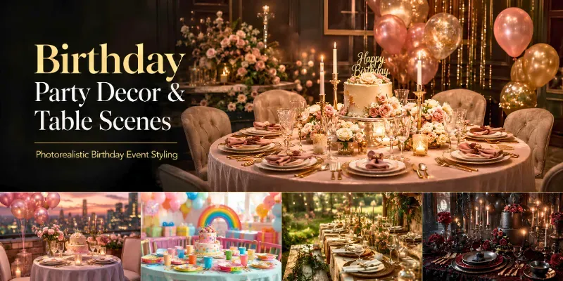 Birthday Party Decor Table Scenes generated by undefined