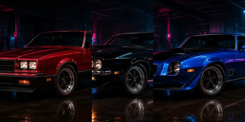 Retro Muscle Car Neon Garage Posters generated by undefined