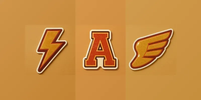 Retro Varsity Glossy Sticker Symbols generated by undefined