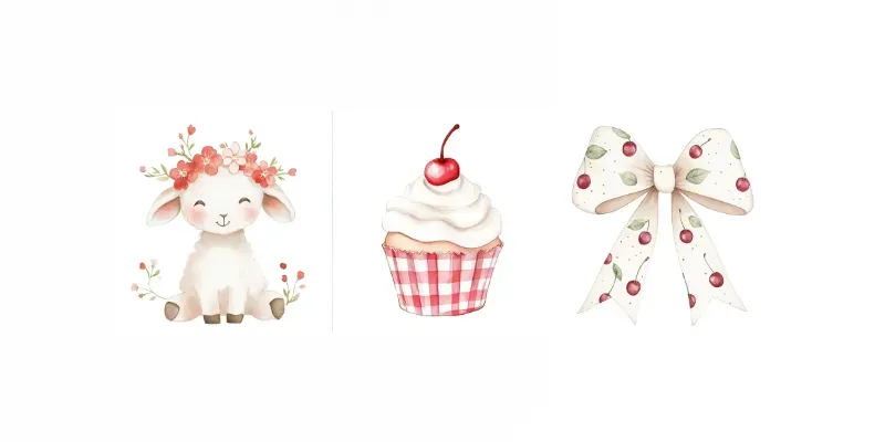 Cherry Nursery Watercolor Clipart generated by undefined