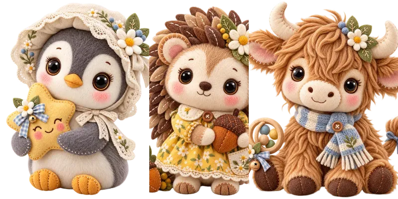 Cute Stitched Doll Baby Shower Cliparts generated by undefined