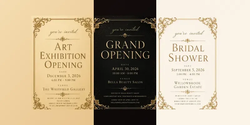 Elegant Gold Frame Event Invitations generated by undefined