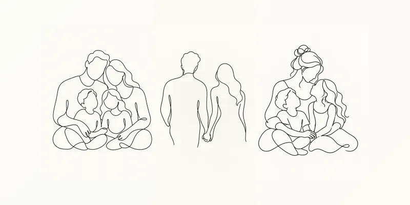 One Line Family Portrait Art Prints