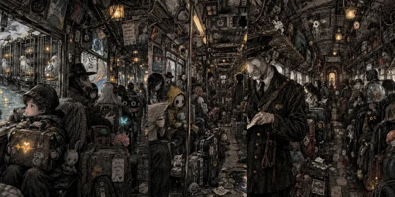 Surreal Train Journey Doodle Artworks