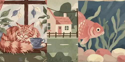 Soft Cozy Gouache Animations generated by veo