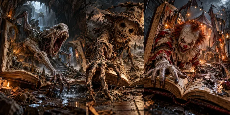 Hyperrealistic Horror Book Worlds