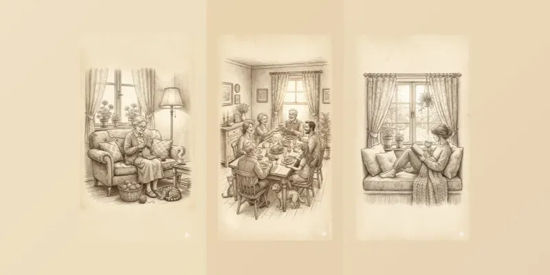 Cozy Pencil Sketch Interior Illustrations generated by undefined
