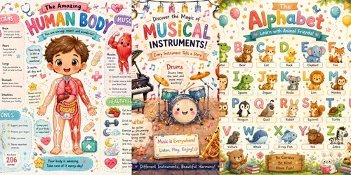 Cute Kawaii Learning Posters generated by chatgpt-image