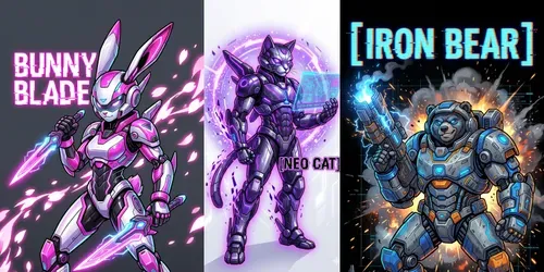 Cyber Mecha Cartoon Sticker Templates generated by gemini-image