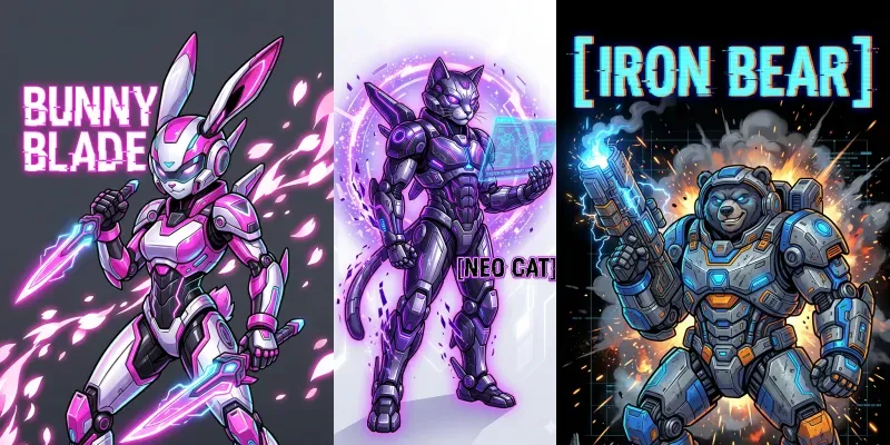 Cyber Mecha Cartoon Sticker Templates generated by undefined