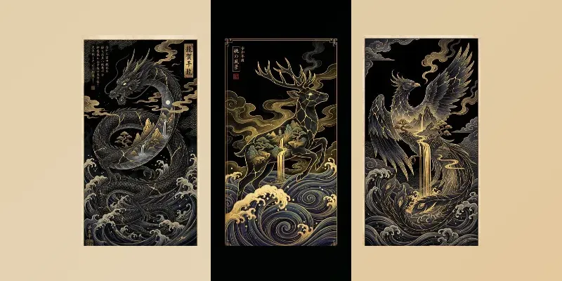 Golden Kintsugi Obsidian Landscapes generated by undefined