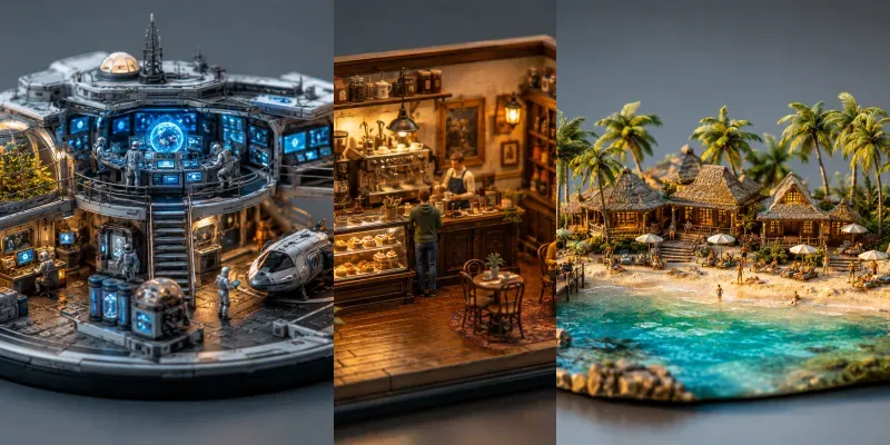 Cinematic Tiltshift Dioramas generated by undefined