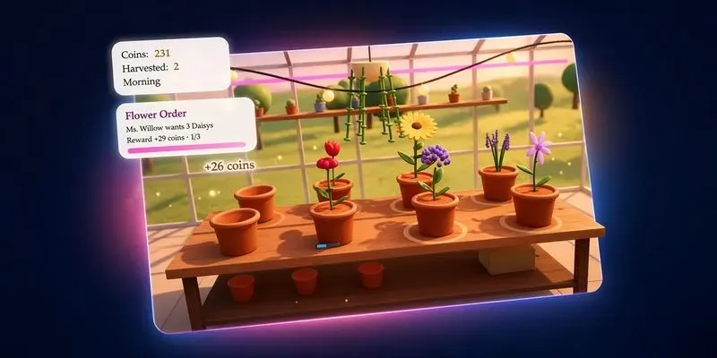 3D Cozy Greenhouse Flower Game