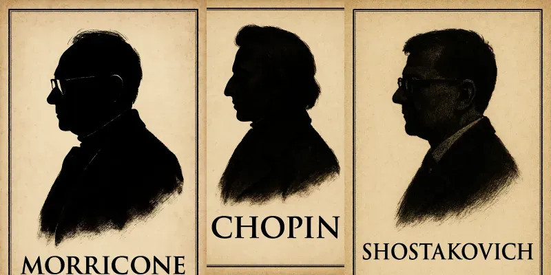 Vintage Composer Silhouette Posters Gen generated by undefined