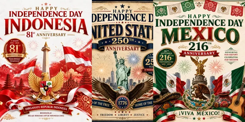 Independence Day Anniversary Posters generated by undefined