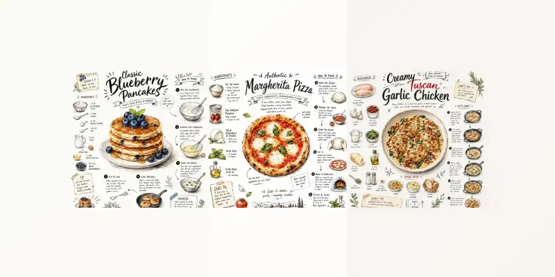 Handwritten Illustrated Recipe Posters generated by undefined
