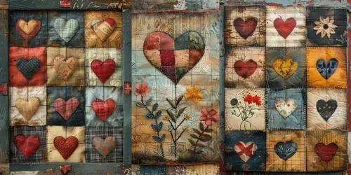 Patchwork Heart Sampler Junk Journals generated by midjourney