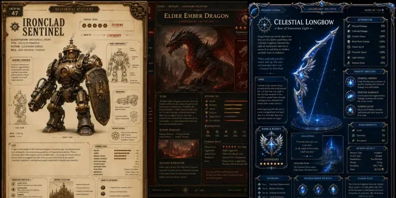 Video Game Codex Page Generator generated by undefined