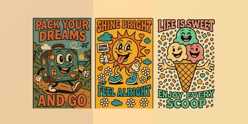 Vintage Summer Cartoon Vibes Posters generated by undefined