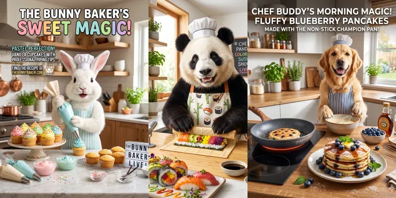 Funny Animal Chef Ads generated by undefined