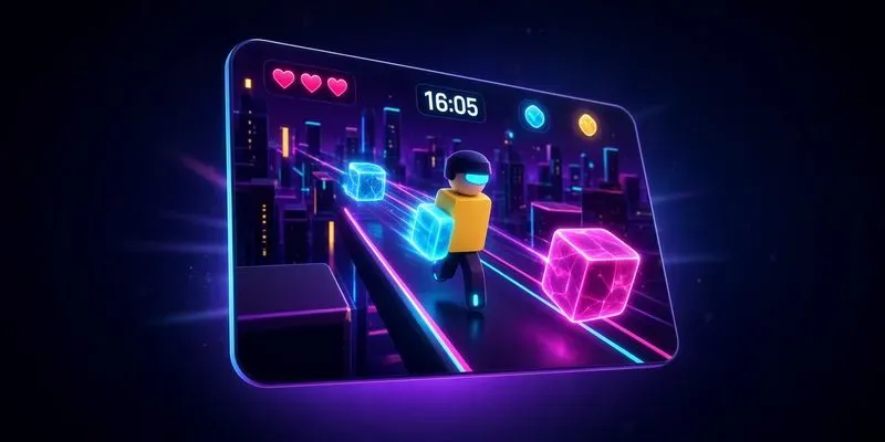 Neon Courier Rooftop Rush