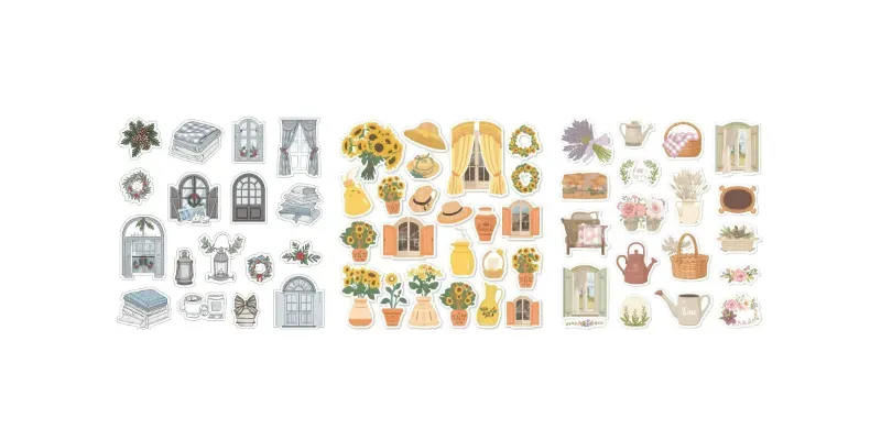 French Cottage Sticker Sheet Clipart generated by undefined