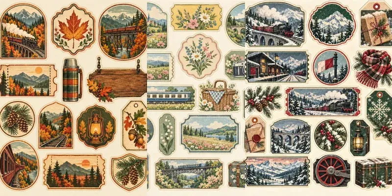Night Train Travel Labels