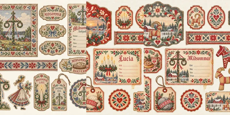 Scandinavian Folk Ephemera Sheets