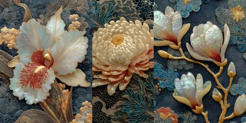 Lacquer Mop Inlay Floral Panels generated by undefined