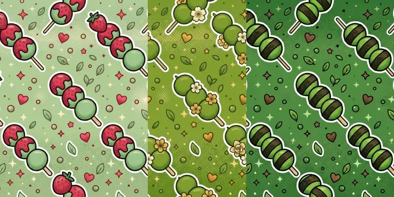 Kawaii Matcha Dango Popart Pattern generated by undefined