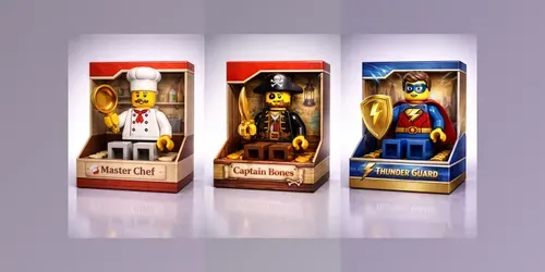 3D Toy Brick Minifigure Box Renders generated by chatgpt-image