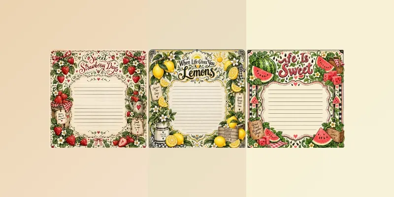 Whimsical Fruit Recipe Journal Pages