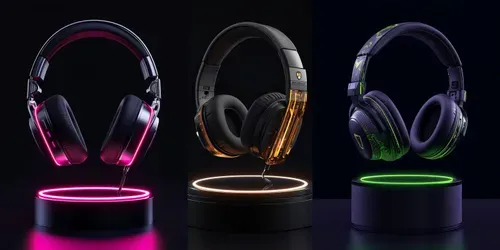 3D Floating Cyberpunk Headphones generated by leonardo