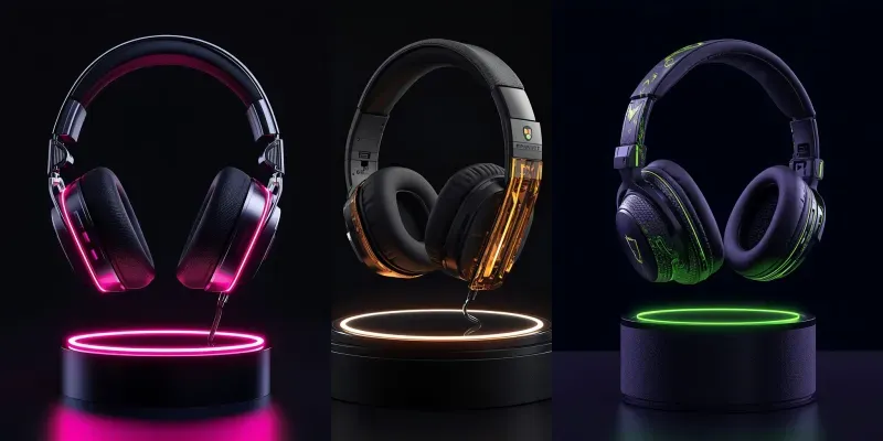 3D Floating Cyberpunk Headphones generated by undefined