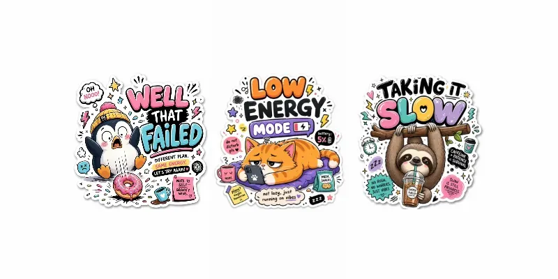 Cute Relatable Mood Sticker Sets generated by undefined