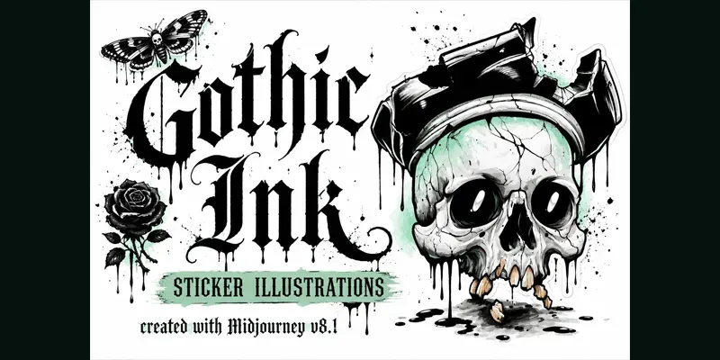 Gothic Ink Sticker Illustrations generated by undefined