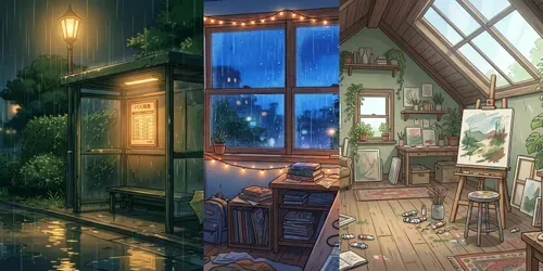 Nostalgic 90s Anime Lofi Backgrounds generated by gemini-image